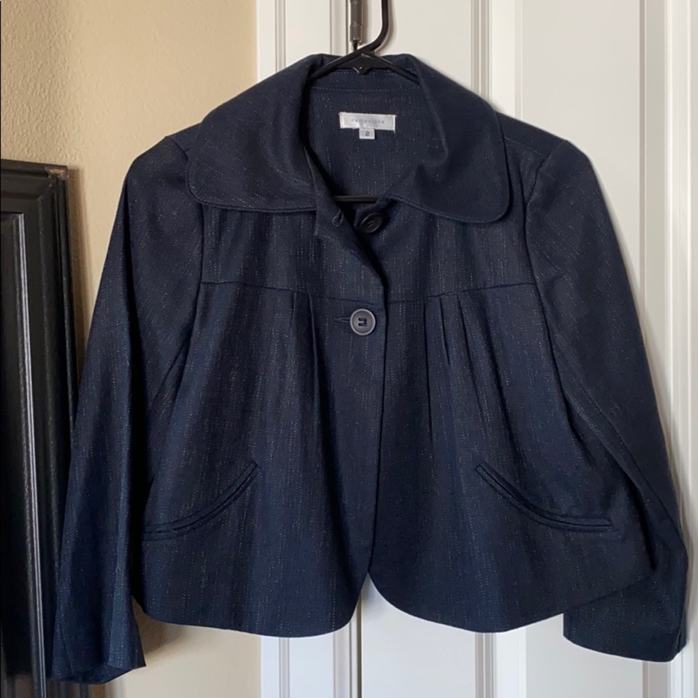 Navy crop dress jacket